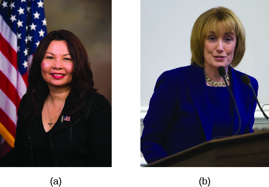 Image A is of Tammy Duckworth. Image B is of Maggie Hassan.