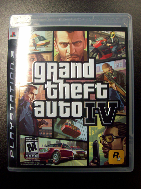 The cover of the Grand Theft Auto IV video game is shown.